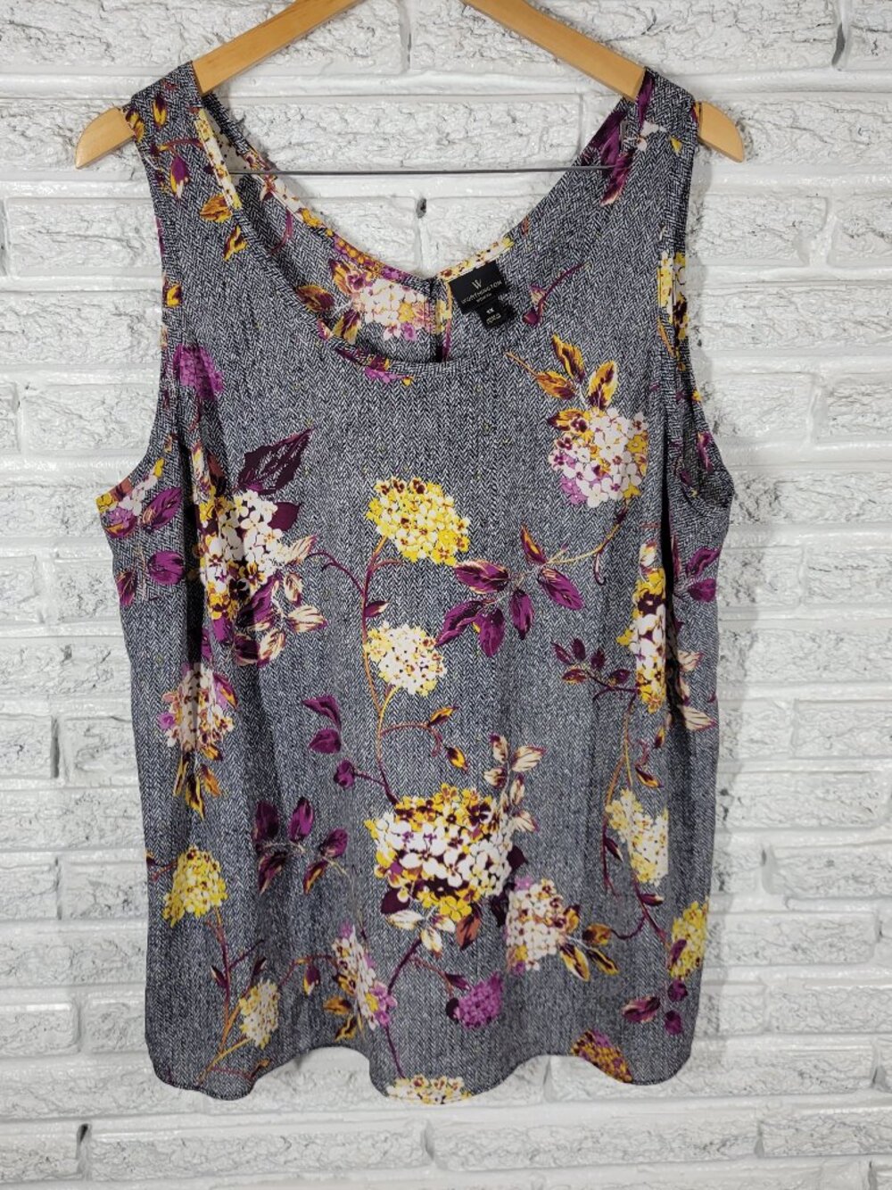 Worthington Floral Tank Top 1X Plus Size Multicolor Semi Sheer FLO253E